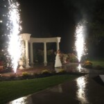 Outdoor fireworks at wedding